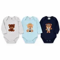 Kit 3 Body Estampado Para Bebê 100% Algodão Menino Menina RN P M G