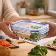 Pote Hermético Retangular 640ml Tampa Estampada Vedação Segura Marmita Cozinha Congelar Alimentos