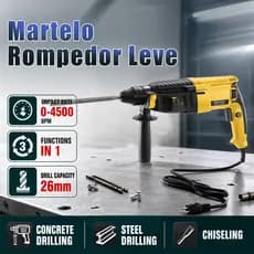 Martelete Rotativo SDS Plus 20/26 800W/1300W 127V/220V Perfuração de Impacto 2 Cores