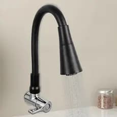 Torneira de cozinha apenas água fria, preta ou prateada, com rotação flexível