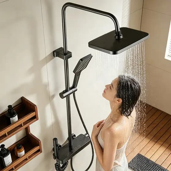 Kit chuveiro alto padrão banheiro três funções, compatível com aquecedor elétrico e a gás