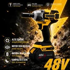 Chave de Impacto Sem Fio 48V Sem Escova  | Kit Completo com 2 Baterias e Maleta de Armazenamento