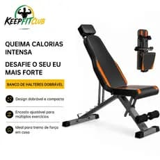 Keepfitclub Novo banco de halteres dobrável para musculação em casa, multifuncional para homens e mulheres