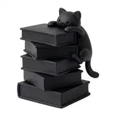 Escultura Gato Fofo Sobre Livros Decoração Geek Enfeite 3D Decorativa Gato Sobre Livros