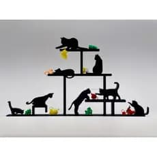 Escultura Premium Decorativa de Gatos Brincando com Novelos