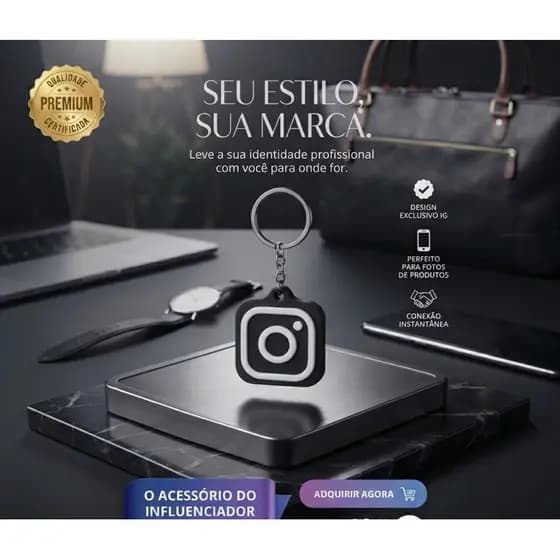 Chaveiro Instagram Inteligente - Conexão Instantânea com seu Perfil Aproxime e Conecte - Seu Instagram na Palma da Mão