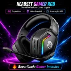 Fone Headset Gamer RGB com Fio SNS12 Super Bass Mic PC PS4 Xbox P2 USB