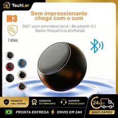 Caixa de Som Bluetooth M3 5W Portátil, Bateria 500mAh, USB, para Celular e Notebook