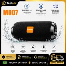 Caixa de Som Bluetooth 5.3 Portátil M007, IPX7, Som Hi-Fi Potente, USB