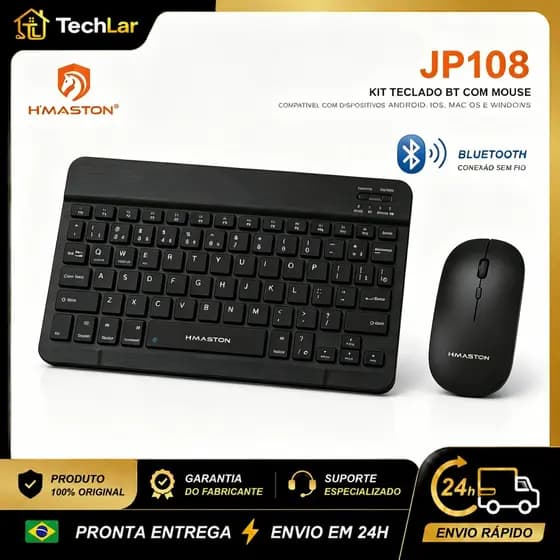 Kit Teclado e Mouse Bluetooth sem Fio Ultrafino Recarregável Silencioso para Notebook PC Celular