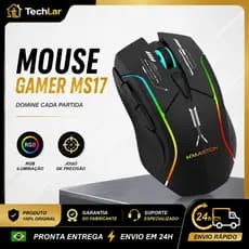 MS17 Mouse Gamer Tri-Mode Wireless Bluetooth 2.4GHz USB RGB 12800 DPI Customizável Jogos