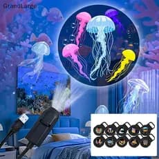 [GrandLarge] Projetor de Luz LED com Tema de Vida Marinha, 16 Cores, Projetor USB, Lâmpada de Ambiente para Contar Histó