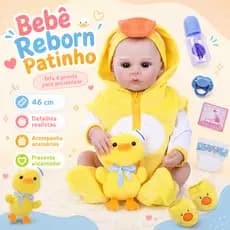 Roupa Boneca Reborn Kit Patinho 5 Peças Look Fofo para Bebê Reborn