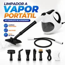 Limpador a Vapor Portátil Multiuso com 9 Acessórios para Cozinha Banheiro Sofá Vidros e Carro