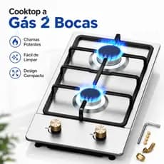 SHANYIN Cooktop a Gás 2 Bocas Inox Compacto Fogão de Mesa com Queimadores Potentes GLP e Gás Natural para Cozinha