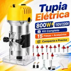 Kit Tupia Manual Laminadora 800W 30000RPM 15 Cortadores Madeira Profissional Marcenaria 110V/220V