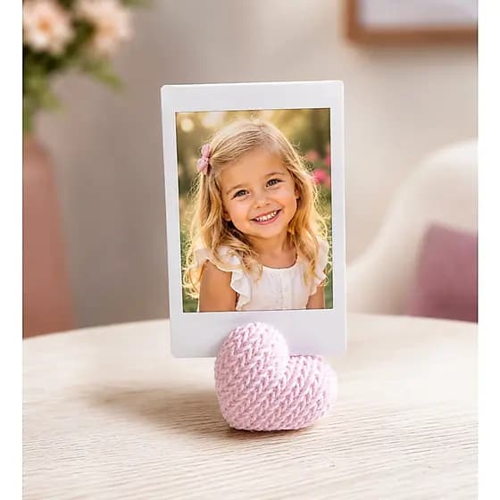 Porta-Retrato Coração Decorativo – Suporte Fofo para Fotos, Mesa e Lembrancinhas