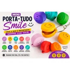 Mini Porta-Tudo Smile Kit 2 Unidades Chaveiro Porta Remédio Anel Fone