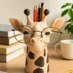 Porta-lápis e Porta-óculos Sr. Girafa 3D Organizador Criativo de Mesa