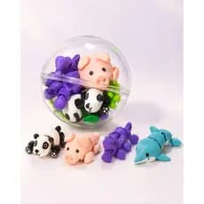ZooB Bolinha Surpresa com 5 Bichinhos Articulados 3D Mini Animais Colecionáveis