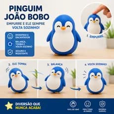 Pinguim João Bobo Bebê Brinquedo Sensorial Educativo Coordenação Motora Infantil Brinquedo Educativo Desenvolvimento Inf