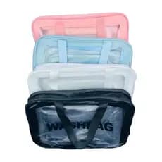 Kit 3 Necessaire Washbag Bolsa Organizadora Maquiagem Viagem Impermeável Transparente Mala Banheiro