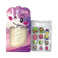 Kit 12 Caixas Unhas Posticas Decoradas Fofas Kawaii Desenhos Divertidos Cores Pasteis