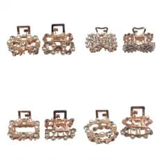 Piranha Cabelo Mini Metal Perola Strass Prendedor Feminino Elegante