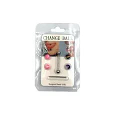 Piercing de Língua Aço Cirúrgico 316L Kit com 4 Bolas de Substituição Coloridas unissex Change Ball