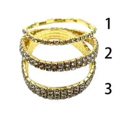 Kit 12 Pulseira Feminina Strass Dourada Elastica 1 2 3 Fileiras Brilho Casamento Madrinha Lote