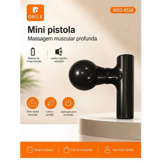 Mini Pistola Massageadora Recarregável 5V - Compacta, Leve e com Motor Sem Escova