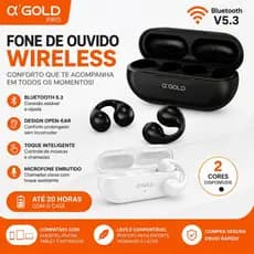 Fone Bluetooth Sem Fio V5.3 Open Ear A’Gold Pro Touch Inteligente Android iPhone
