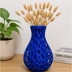 Vaso Decorativo Moderno | Vaso Vazado 3D | Vaso Azul Elegante | Decoração Sala Quarto Escritório | Vaso Impresso em 3D |