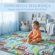 200x180cm Tapete Bebê Emborrachado Tatame Infantil Dupla Face Dobrável Antiderrapante