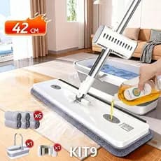 KIT 9 Conjunto De Esfregão E Balde Dobrável De Microfibra Com Raspador De Desaguamento