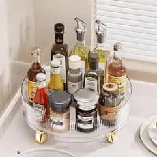 Bandeja de armazenamento multifuncional giratória 360° para guardar utensílios de cozinha ou cosméticos 28,5x10,5cm