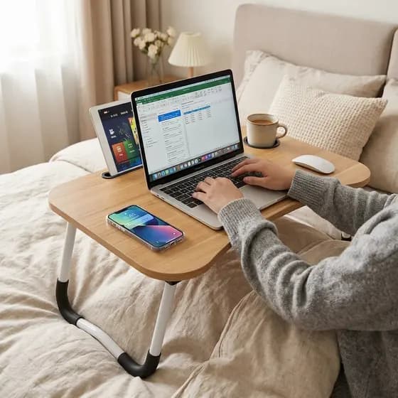 Mesa Dobrável Para Notebook Suporte De Cama Laptop E Tablet Em MDF
