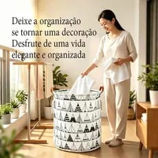 Cesto De Roupa Suja Organizador De Brinquedos Tecido Grande 40x50cm Multiuso