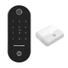Fechadura Digital Lia Preta Com Cromado + Kit Conectividade Yale