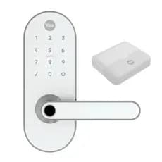 Fechadura Digital 420W Branca Com Cromado + Kit Conectividade Yale