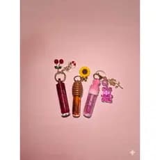 KIT 3 Lip Gloss Chaveiro Cherry + Mel + Brilho Rosa Pingente  Hidratante Labial