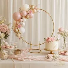 Mini Arco de Mesa Dourado 50 cm Decorativo para Balões Festas Aniversário Casamento