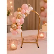 Mini Arco Romano Decorativo de Mesa Dourado Desmontável para Flores Balões e Festas