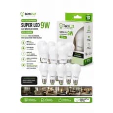 Kit 10 Lâmpadas e A Super Led Econômica 9w Bivolt 110 220 Lâmpada Luz Branca Fria 6500K Bulbo e Kit com 3 unidades