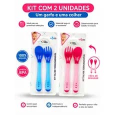 Colher e Garfo para Bebê em Silicone com Sensor de Temperatura Kit 2 Talheres Termossensível Muda De Cor Infantil