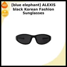 [Elefante Azul] Óculos De Sol Pretos Da Moda Coreana ALEXIS/Coreanos/Design Oval Cônico KPIKSHOP