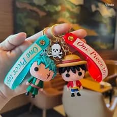 1 Pc Novo Luffy Roger Zoro Ace Doflamingo Anime Figura Chaveiro Mochila Pingente Brinquedo Para Crianças