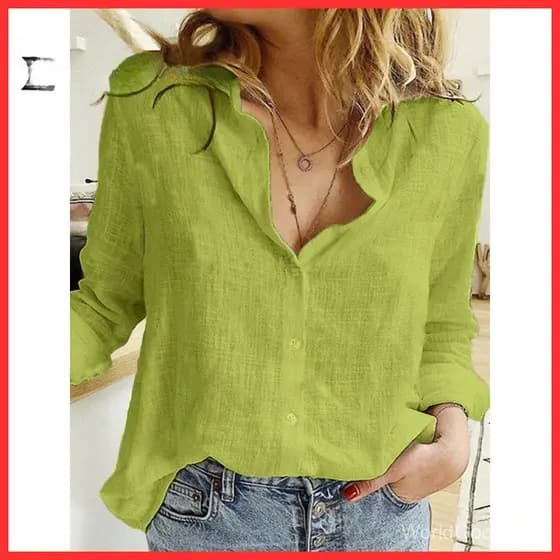 Verão mulheres camisas primavera algodão linho camisas casuais botão sólido lapela blusas manga longa solto E cxif