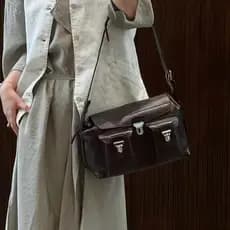 Lemair Novo Estilo Bolsa Mensageiro de Grande Capacidade, Estilo Motocicleta, Marrom, Estilo Flip, Bolsa Universal, p