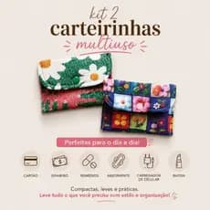 Kit 2 Carteirinhas Multiuso em Tecido 100% Algodão – Cartões, Dinheiro e Documentos